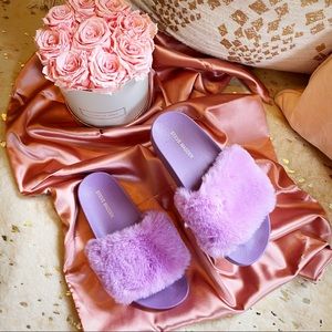 Steve Madden Purple Furry Slides
